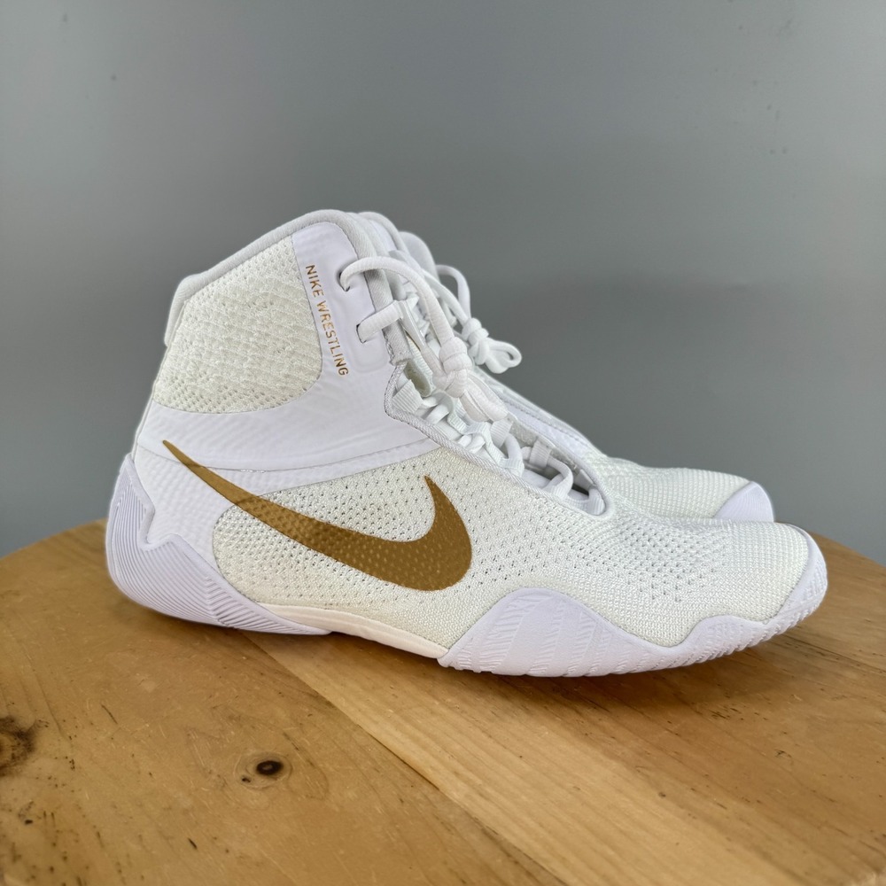 Nike Tawa Flyknit Mens Size 12 Wrestling Boxing Shoes White Metallic‎ Gold NEW